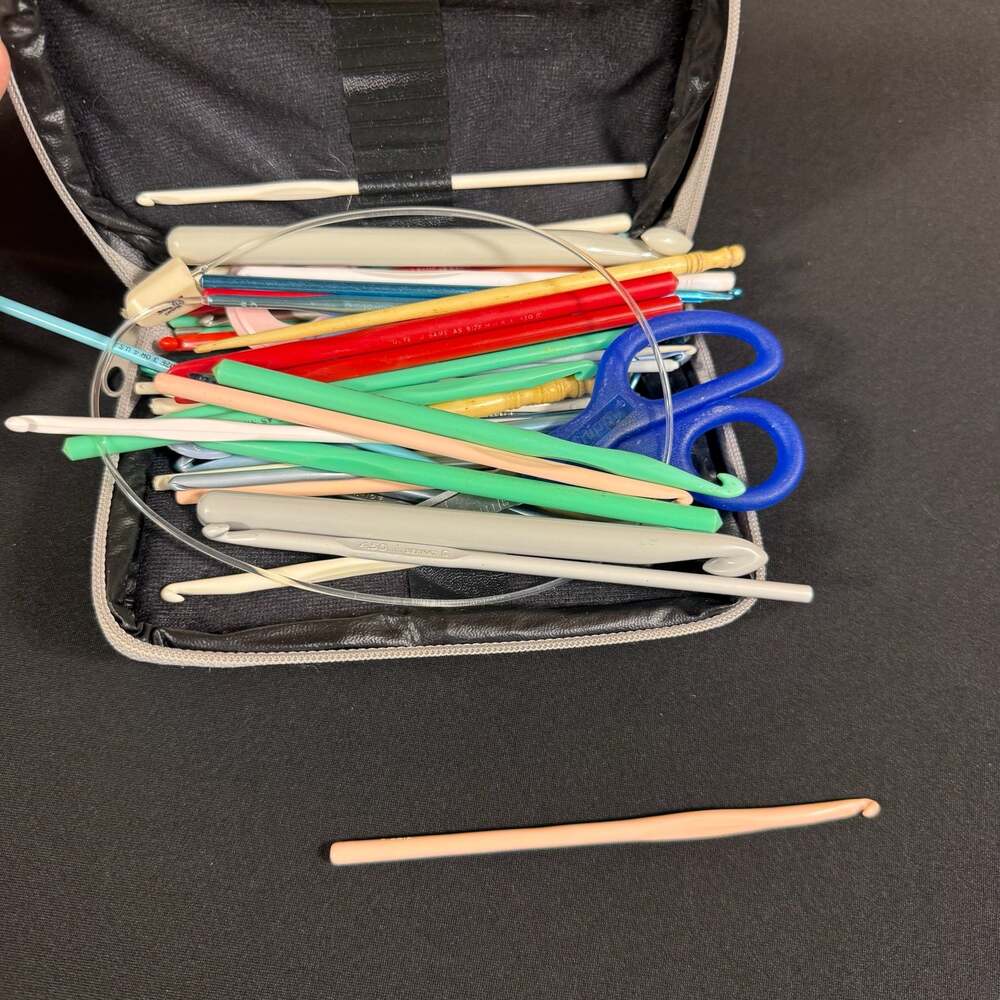 Assorted Crochet Hook Set with Carrying Case and Scissors